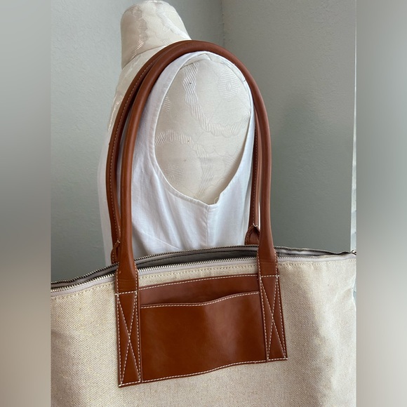 Nordstrom Large Woven Canvas Shoulder Straps Work Tote , Weekend Carry On Bag - Picture 3 of 9